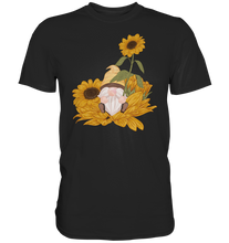 Laden Sie das Bild in den Galerie-Viewer, Gartenzwerg Sonnenblumen T-Shirt Garten Motiv Gärtner Geschenk