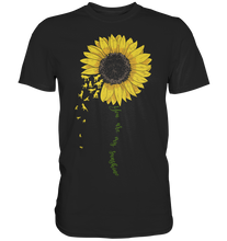 Laden Sie das Bild in den Galerie-Viewer, Dinosaurier Sonnenblumen T-Shirt Dino Garten Motiv Gärtner Geschenk