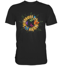 Laden Sie das Bild in den Galerie-Viewer, Sonnenblumen Schmetterlinge Shirt Garten Motiv Gärtner Geschenk
