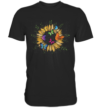 Laden Sie das Bild in den Galerie-Viewer, Sonnenblumen Schmetterlinge Shirt Garten Motiv Gärtner Geschenk