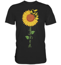 Laden Sie das Bild in den Galerie-Viewer, Dino Sonnenblumen T-Shirt Garten Dinosaurier Motiv Gärtner Geschenk