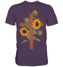 Laden Sie das Bild in den Galerie-Viewer, Religion Sonnenblumen Kreuz T-Shirt Christlicher Gärtner Geschenk