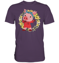 Laden Sie das Bild in den Galerie-Viewer, Schweinchen Sonnenblumen T-Shirt Dabbing Schwein Gärtner Geschenk