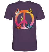 Laden Sie das Bild in den Galerie-Viewer, Buntes Peace Symbol Frauen Schmetterling T-Shirt