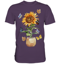 Laden Sie das Bild in den Galerie-Viewer, Frauen Sonnenblume Schmetterlinge T-Shirt