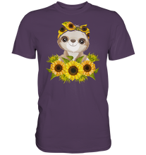 Laden Sie das Bild in den Galerie-Viewer, Faultier Sonnenblumen T-Shirt Garten Motiv Gärtner Geschenk