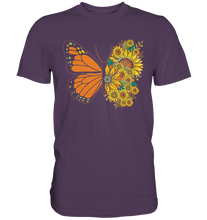 Laden Sie das Bild in den Galerie-Viewer, Schmetterling Sonnenblumen T-Shirt Garten Gärtner Geschenk