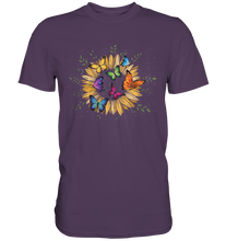 Laden Sie das Bild in den Galerie-Viewer, Sonnenblumen Schmetterlinge Shirt Garten Motiv Gärtner Geschenk