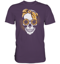 Laden Sie das Bild in den Galerie-Viewer, Totenkopf Sonnenblumen T-Shirt Garten Motiv Gärtner Geschenk
