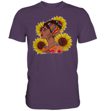 Laden Sie das Bild in den Galerie-Viewer, Stolze Schwarze Frau Sonnenblumen T-Shirt Gärtner Geschenk
