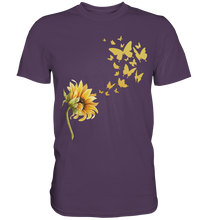 Laden Sie das Bild in den Galerie-Viewer, Sonnenblume Sommer Schmetterlinge T-Shirt