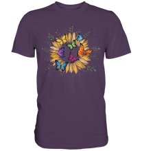 Laden Sie das Bild in den Galerie-Viewer, Sonnenblume Bunte Schmetterlinge T-Shirt