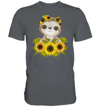 Laden Sie das Bild in den Galerie-Viewer, Faultier Sonnenblumen T-Shirt Garten Motiv Gärtner Geschenk