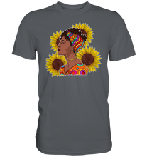 Laden Sie das Bild in den Galerie-Viewer, Stolze Schwarze Frau Sonnenblumen T-Shirt Gärtner Geschenk