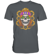 Laden Sie das Bild in den Galerie-Viewer, Hippie Totenkopf Sonnenblumen T-Shirt Gärtner Geschenk Garten