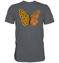 Laden Sie das Bild in den Galerie-Viewer, Sonnenblumen Schmetterling T-Shirt Garten Motiv Gärtner Geschenk
