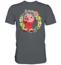 Laden Sie das Bild in den Galerie-Viewer, Schweinchen Sonnenblumen T-Shirt Dabbing Schwein Gärtner Geschenk