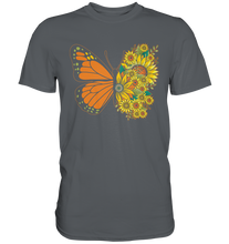 Laden Sie das Bild in den Galerie-Viewer, Schmetterling Sonnenblumen T-Shirt Garten Gärtner Geschenk