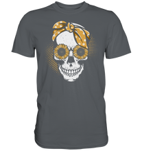 Laden Sie das Bild in den Galerie-Viewer, Totenkopf Sonnenblumen T-Shirt Garten Motiv Gärtner Geschenk