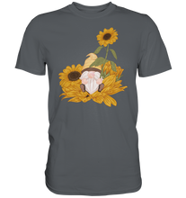 Laden Sie das Bild in den Galerie-Viewer, Gartenzwerg Sonnenblumen T-Shirt Garten Motiv Gärtner Geschenk