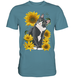 Sonnenblumen Katze T-Shirt Lustiges Garten Geschenk Gärtner