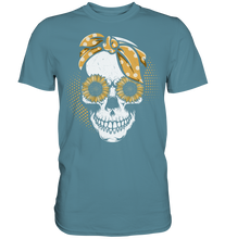 Laden Sie das Bild in den Galerie-Viewer, Totenkopf Sonnenblumen T-Shirt Garten Motiv Gärtner Geschenk