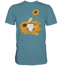 Laden Sie das Bild in den Galerie-Viewer, Gartenzwerg Sonnenblumen T-Shirt Garten Motiv Gärtner Geschenk