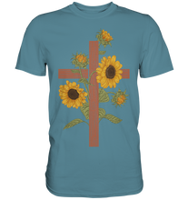 Laden Sie das Bild in den Galerie-Viewer, Religion Sonnenblumen Kreuz T-Shirt Christlicher Gärtner Geschenk