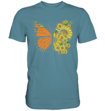 Laden Sie das Bild in den Galerie-Viewer, Schmetterling Sonnenblumen T-Shirt Garten Gärtner Geschenk