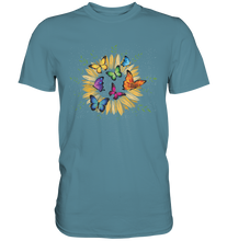 Laden Sie das Bild in den Galerie-Viewer, Sonnenblumen Schmetterlinge Shirt Garten Motiv Gärtner Geschenk