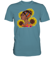 Laden Sie das Bild in den Galerie-Viewer, Stolze Schwarze Frau Sonnenblumen T-Shirt Gärtner Geschenk