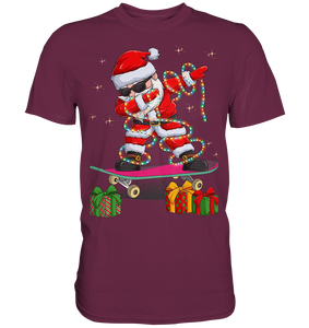 Dabbing Santa Skatboard Weihnachtsmann Lichterkette T-Shirt