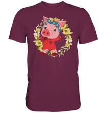 Laden Sie das Bild in den Galerie-Viewer, Schweinchen Sonnenblumen T-Shirt Dabbing Schwein Gärtner Geschenk