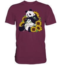 Laden Sie das Bild in den Galerie-Viewer, Panda Sonnenblumen T-Shirt Garten Motiv Gärtner Geschenk