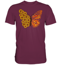 Laden Sie das Bild in den Galerie-Viewer, Sonnenblumen Schmetterling T-Shirt Garten Motiv Gärtner Geschenk