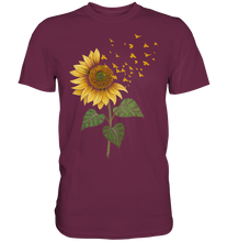 Laden Sie das Bild in den Galerie-Viewer, Vögel Sonnenblumen T-Shirt Garten Vogel Motiv Gärtner Geschenk