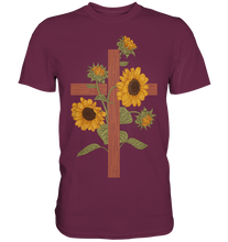 Laden Sie das Bild in den Galerie-Viewer, Religion Sonnenblumen Kreuz T-Shirt Christlicher Gärtner Geschenk