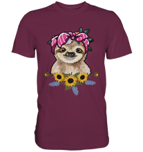 Laden Sie das Bild in den Galerie-Viewer, Faultier Sonnenblumen T-Shirt Gärtner Geschenk Garten Motiv