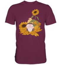 Laden Sie das Bild in den Galerie-Viewer, Gartenzwerg Sonnenblumen T-Shirt Garten Motiv Gärtner Geschenk