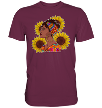 Laden Sie das Bild in den Galerie-Viewer, Stolze Schwarze Frau Sonnenblumen T-Shirt Gärtner Geschenk
