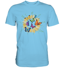 Laden Sie das Bild in den Galerie-Viewer, Sonnenblume Bunte Schmetterlinge T-Shirt