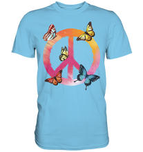 Laden Sie das Bild in den Galerie-Viewer, Buntes Peace Symbol Frauen Schmetterling T-Shirt