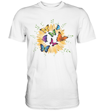 Laden Sie das Bild in den Galerie-Viewer, Sonnenblume Bunte Schmetterlinge T-Shirt