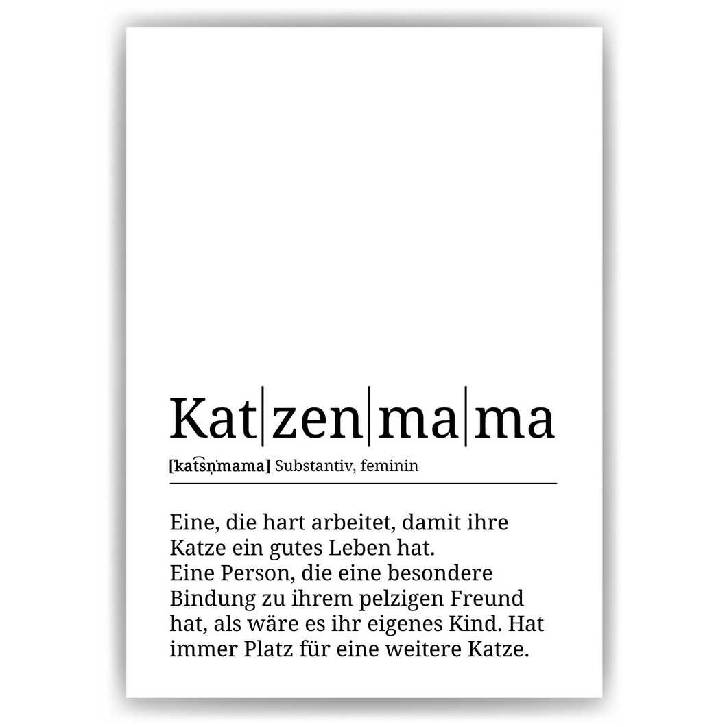 Katzenmama Poster Definition - Katzenbesitzer Geschenk Wandbild