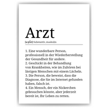 Laden Sie das Bild in den Galerie-Viewer, Arzt Poster Definition Kunstdruck Wandbild Geschenk