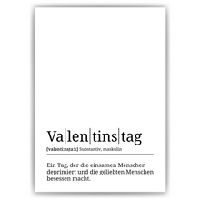 Laden Sie das Bild in den Galerie-Viewer, Valentinstag Poster Definition Liebesposter Kunstdruck Wandbild Geschenk