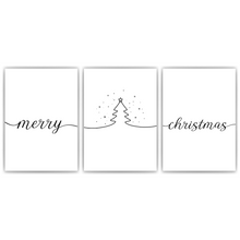 Laden Sie das Bild in den Galerie-Viewer, Weihnachten Poster 3er Set – Merry Christmas Wandbild Weihnachtsbaum Motiv Schlafzimmer Wohnzimmer Küche Flur Zuhause Wanddeko