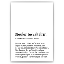 Laden Sie das Bild in den Galerie-Viewer, Steuerberaterin Poster Definition Kunstdruck Wandbild Geschenk