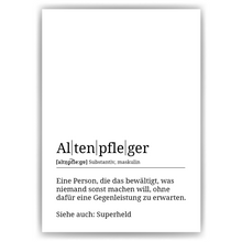 Laden Sie das Bild in den Galerie-Viewer, Altenpfleger Poster Definition