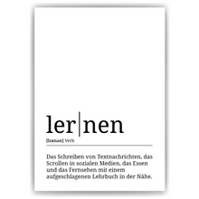 Laden Sie das Bild in den Galerie-Viewer, lernen Poster Definition Kunstdruck Wandbild Geschenk